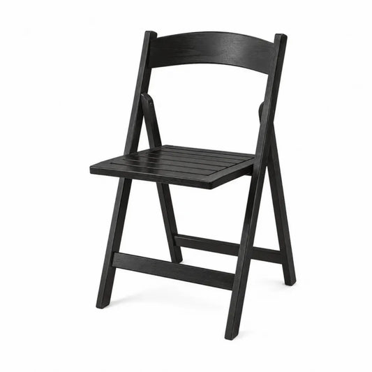 Silla plegable de madera maciza diseño minimalista color negro 45x50x85 cm con respaldo de listones